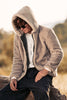 Laden Sie das Bild in den Galerie-Viewer, Khaki Zip-Up Fleece Hoodie Herren Wintermantel