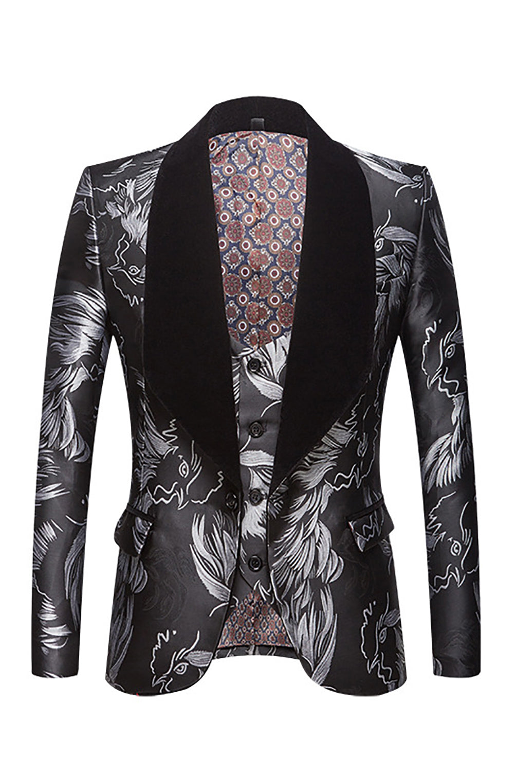 Graue Jacquard Abendblazer für Herren