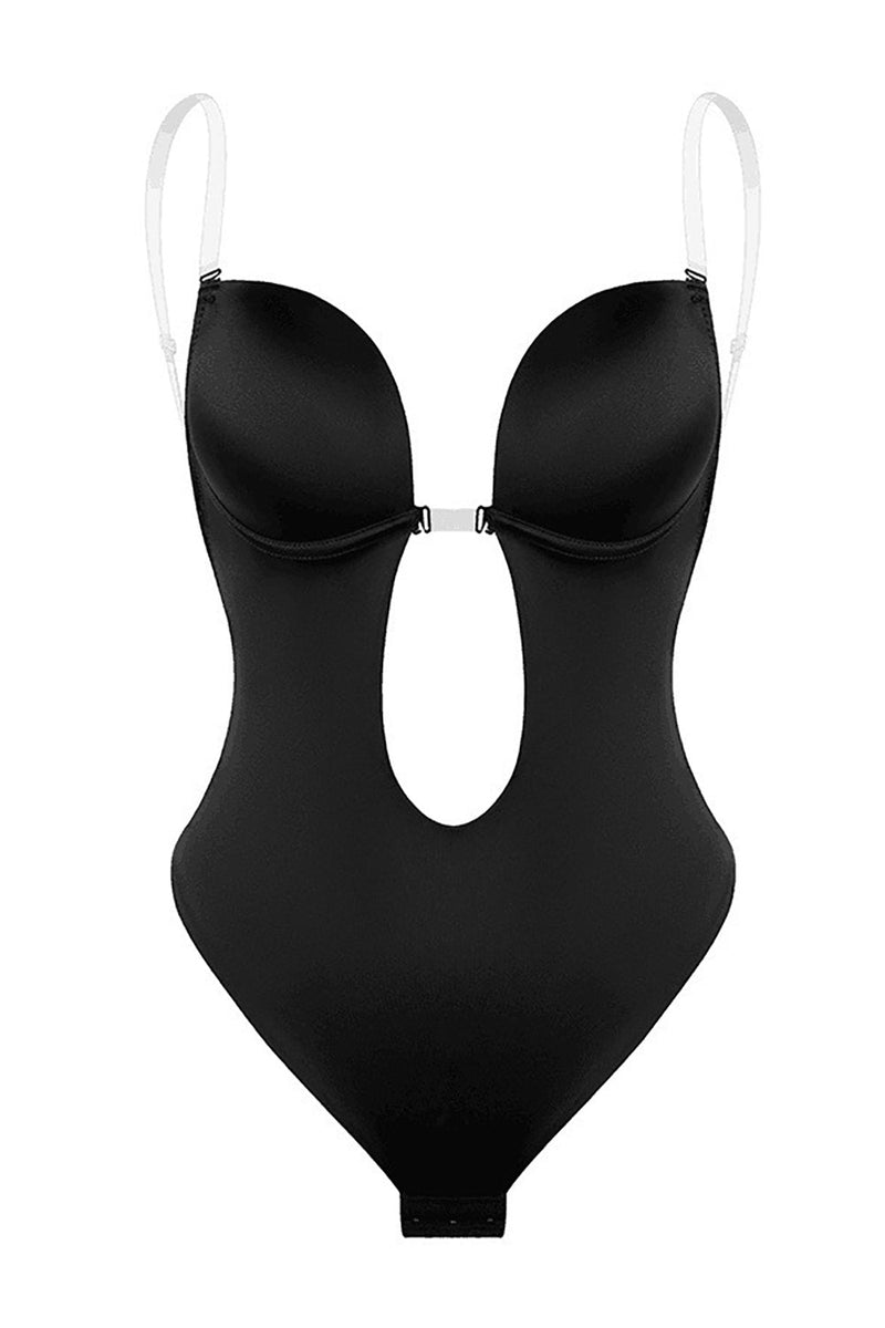 Laden Sie das Bild in den Galerie-Viewer, Schwarz Cut-Out Push-Up Bauchkontrolle Shapewear