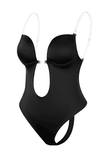 Schwarz Cut-Out Push-Up Bauchkontrolle Shapewear