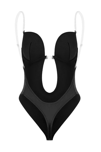 Schwarz Cut-Out Push-Up Bauchkontrolle Shapewear