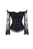 Laden Sie das Bild in den Galerie-Viewer, Korsett Bone Style Black Palace Spitze Langarm Shapewear