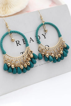 Pfau Blau Boho Reifen Drop Ohrring