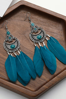 Pfauenblaue Boho Style Drop Ohrringe