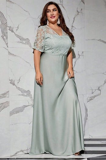 Graues Plus Size Brautmutterkleid mit Spitze