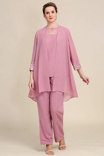 Blush Long Sleeves 3-teilige Mother of the Bride Hosenanzüge