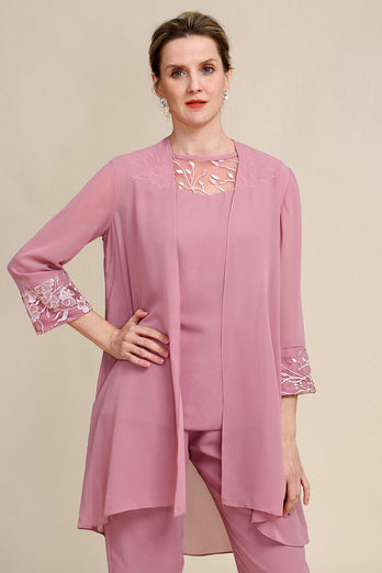 Blush Long Sleeves 3-teilige Mother of the Bride Hosenanzüge