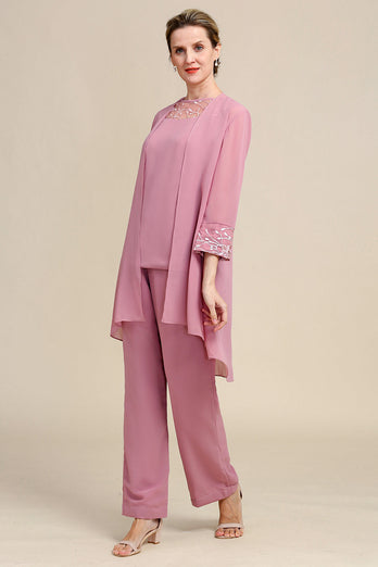 Blush Long Sleeves 3-teilige Mother of the Bride Hosenanzüge