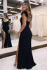 Laden Sie das Bild in den Galerie-Viewer, Black Sparkly Sheath Prom Dress with Slit