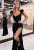 Laden Sie das Bild in den Galerie-Viewer, Black Sparkly Sheath Prom Dress with Slit