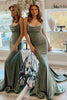 Laden Sie das Bild in den Galerie-Viewer, Grün Spaghetti Straps Satin Backless Mermaid Prom Dress