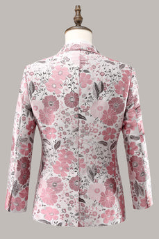 Rosa Schal Revers Jacquard Herren Ballblazer mit einem Knopf