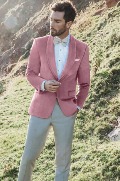 Blush Schal Revers Ein Knopf Herren Abendblazer