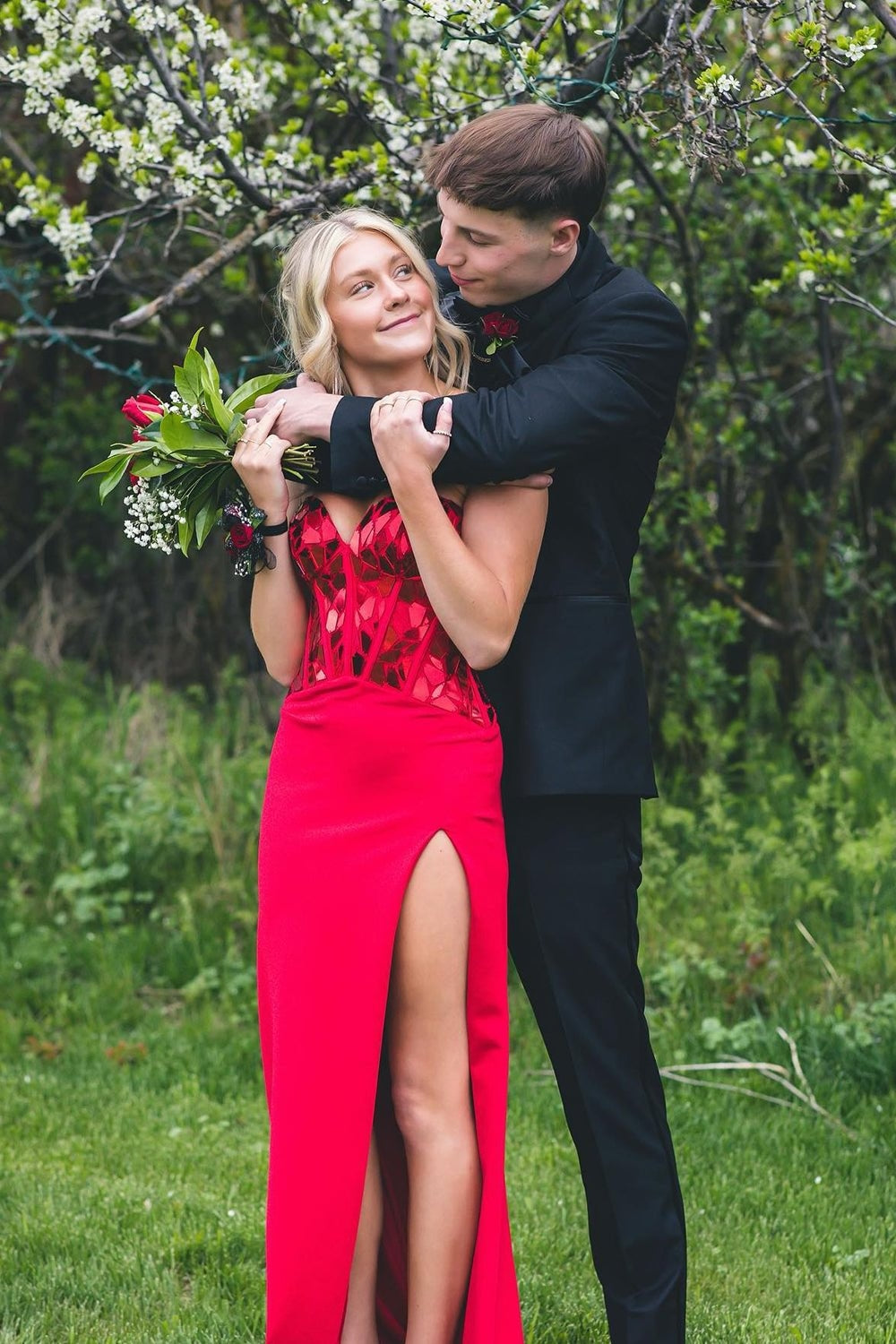 Glitzerndes Rotes Meerjungfrau Spiegel-Lange Abendkleid mit Schlitz