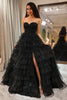 Laden Sie das Bild in den Galerie-Viewer, Glitter Sweetheart Schwarzes Korsett Ballkleid mit Schlitz