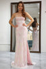 Laden Sie das Bild in den Galerie-Viewer, Mermaid Glitter Rosa Ballkleid mit Schlitz