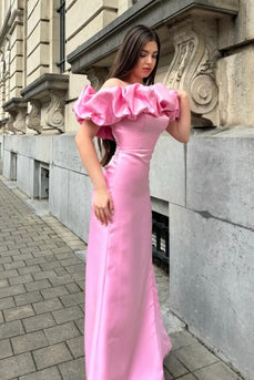 Glitzer Rosa Blumen Meerjungfrau langes Ballkleid mit Schlitz