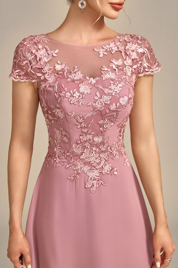 Dusty Rose A-Linie Teelanges Mutter-der-Braut-Kleid mit Pailletten