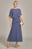 Laden Sie das Bild in den Galerie-Viewer, Etui Scoop Tea-Length Stormy Chiffon Mutter der Braut Kleid