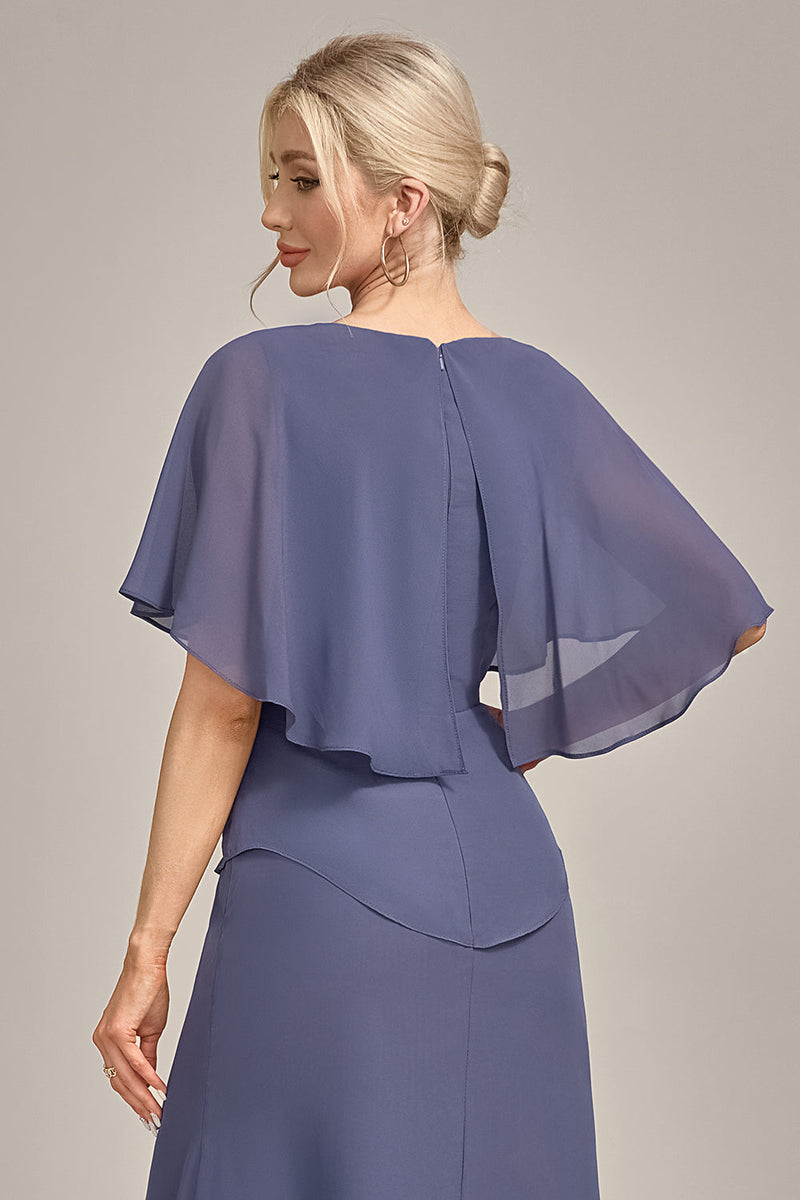 Laden Sie das Bild in den Galerie-Viewer, Etui Scoop Tea-Length Stormy Chiffon Mutter der Braut Kleid