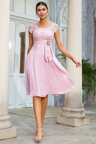 Rosa Chiffon Kleid der Brautmutter mit Spitze