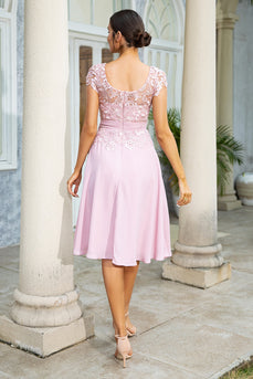 Rosa Chiffon Kleid der Brautmutter mit Spitze