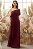 Laden Sie das Bild in den Galerie-Viewer, Ein Schulter Burgundy Chiffon Brautjungfernkleid