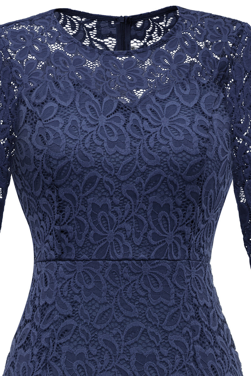 Laden Sie das Bild in den Galerie-Viewer, Navy Bodycon Spitze Formelles Kleid