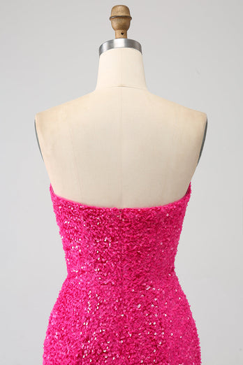 Bling Meerjungfrau Herzchen Rosa Pailletten Langes Ballkleid