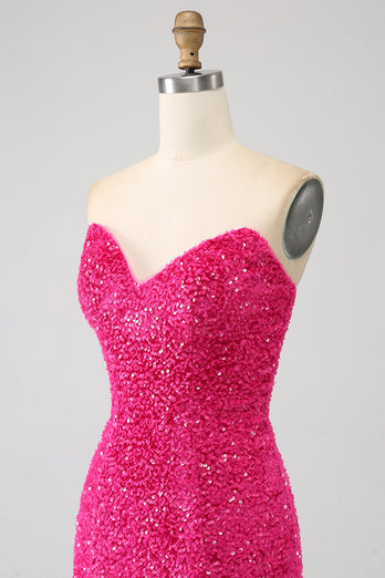 Bling Meerjungfrau Herzchen Rosa Pailletten Langes Ballkleid