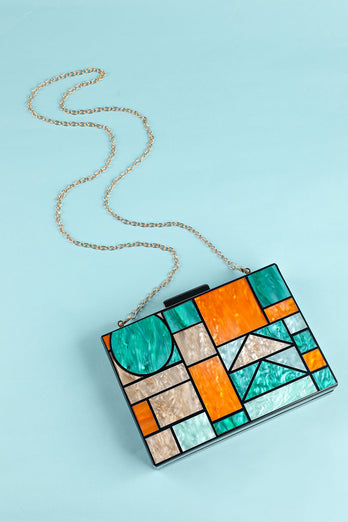 Geometrie Patchwork Acryl Party Handtasche