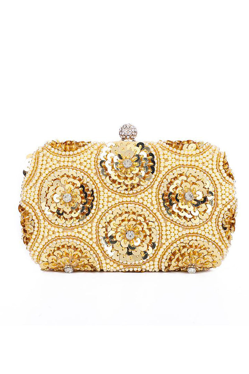 Laden Sie das Bild in den Galerie-Viewer, Golden Sparkly Pailletten Strass Abendhandtasche