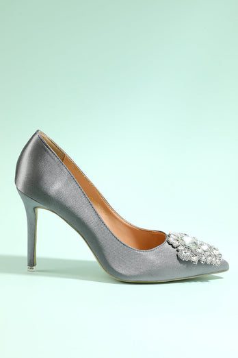 Graue Strass Party Schuhe