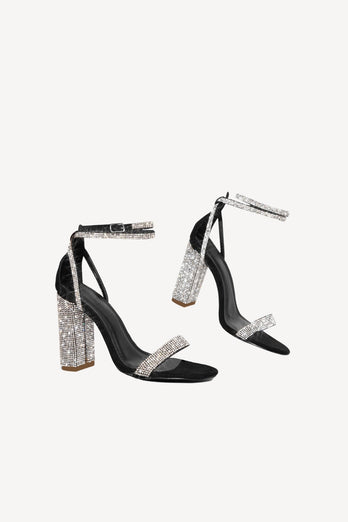 Strass Chunky Heel One Buckle Sexy High Heel Sandalen