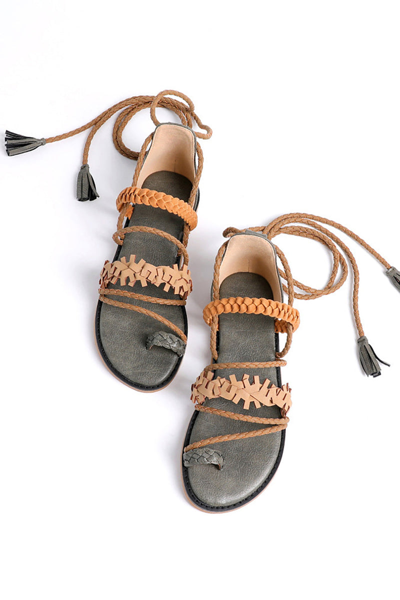 Laden Sie das Bild in den Galerie-Viewer, Army Green Casual Riemchensandalen