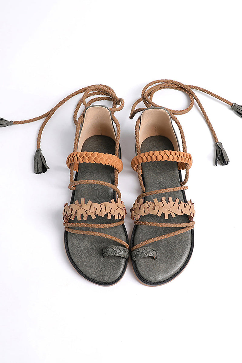 Laden Sie das Bild in den Galerie-Viewer, Army Green Casual Riemchensandalen