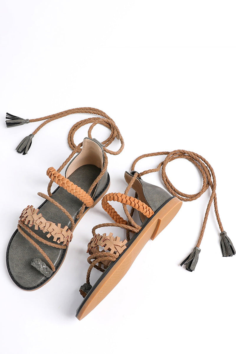 Laden Sie das Bild in den Galerie-Viewer, Army Green Casual Riemchensandalen