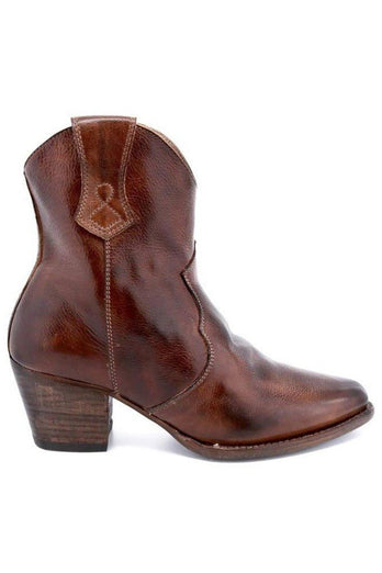 Braune PU-Leder-Boho-Stiefel aus klobigen Stählen