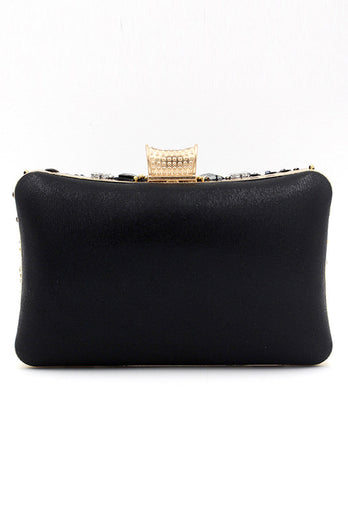 Schwarze Perlenschulterkette Abend Clutch