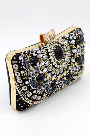 Schwarze Perlenschulterkette Abend Clutch