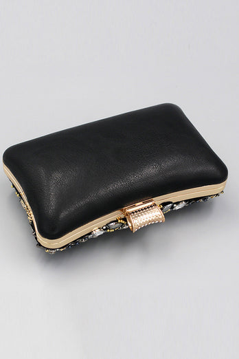 Schwarze Perlenschulterkette Abend Clutch