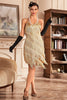 Laden Sie das Bild in den Galerie-Viewer, Graue Spaghettiträger Fransen Roaring 20s Great Gatsby Kleid