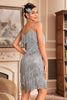 Laden Sie das Bild in den Galerie-Viewer, Königsblaues Spaghettiträger-Kleid mit Fransen Roaring 20s Great Gatsby Kleid