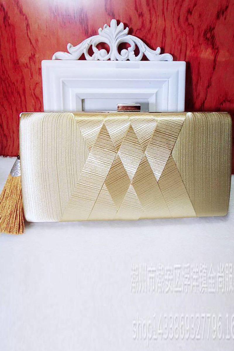 Laden Sie das Bild in den Galerie-Viewer, Goldene Glitzer-Abend-Clutch mit Quaste