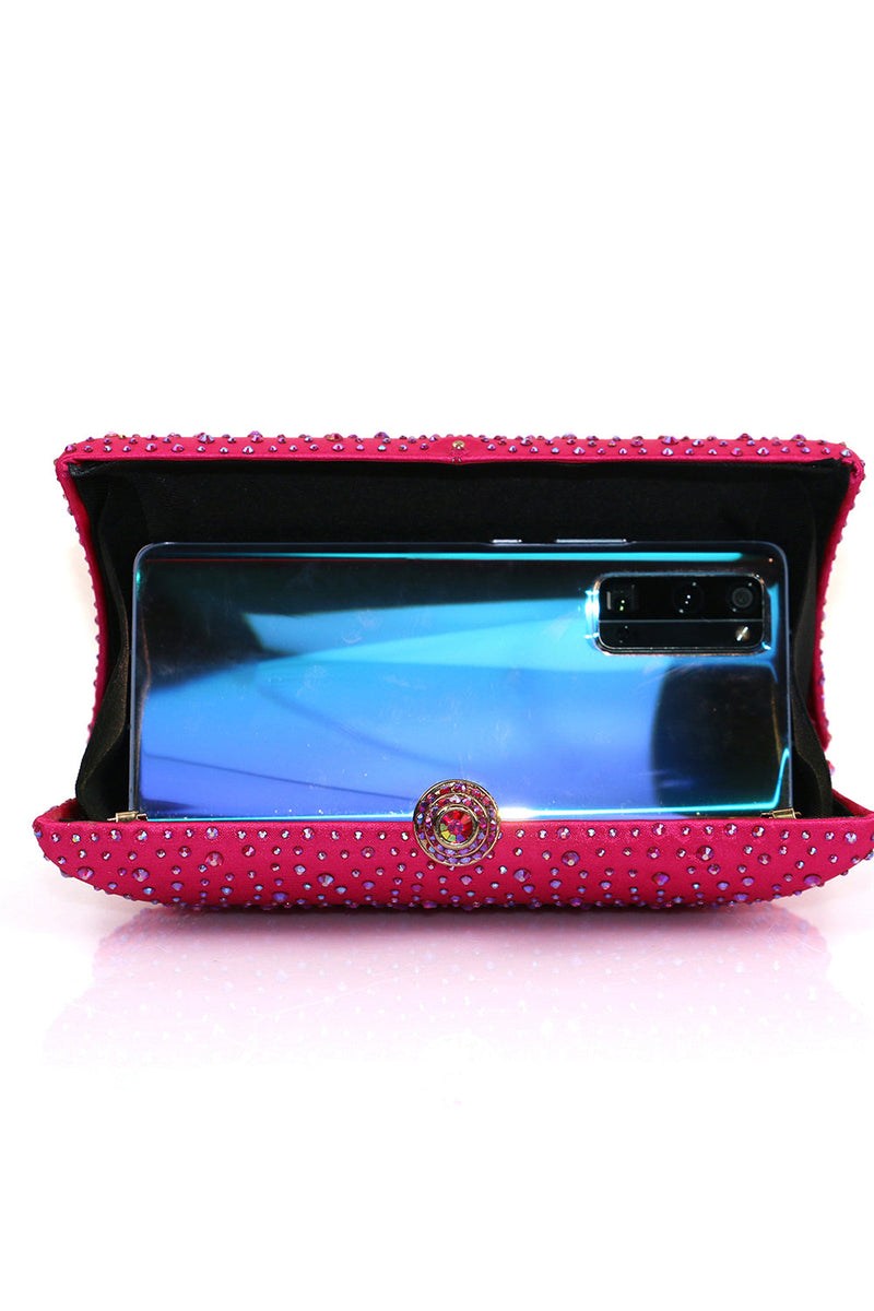 Laden Sie das Bild in den Galerie-Viewer, Sparkly Fuchsia Strass Abendparty Handtasche