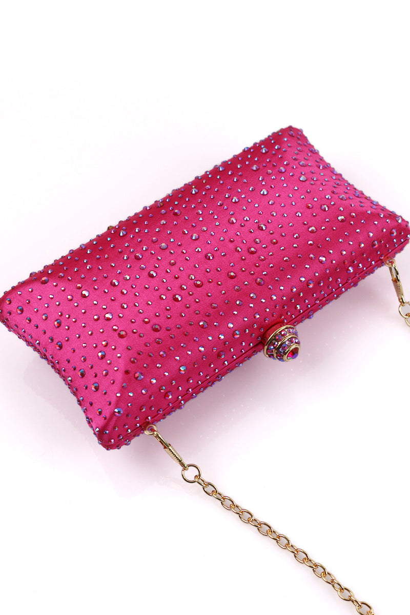 Laden Sie das Bild in den Galerie-Viewer, Sparkly Fuchsia Strass Abendparty Handtasche