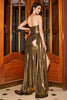 Laden Sie das Bild in den Galerie-Viewer, Glitzernd Mermaid Golden Metallic Langes Ballkleid mit Schlitz