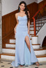 Laden Sie das Bild in den Galerie-Viewer, Glitzernd Mermaid Hellblaues Ballkleid mit Schlitz