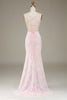 Laden Sie das Bild in den Galerie-Viewer, Mermaid Glitter Rosa Ballkleid mit Schlitz