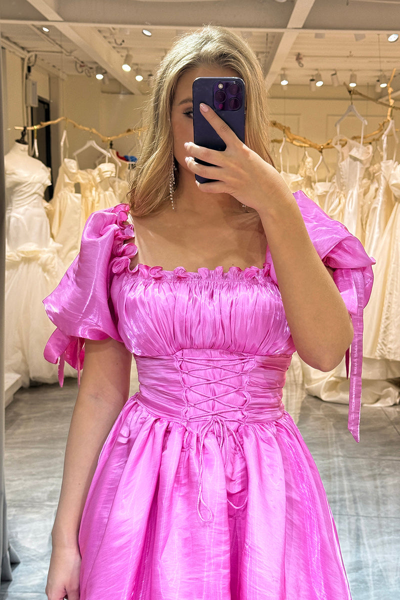 Laden Sie das Bild in den Galerie-Viewer, Rosa A Linie Wandelbares Langes Ballkleid